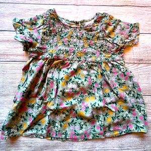 Green Floral Peplum Top